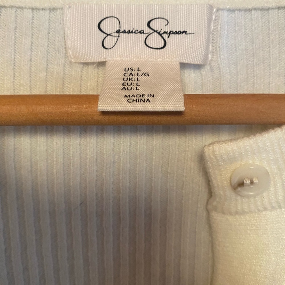 Jessica Simpson Ivory Ribbed Cardigan - Picture 3 of 3